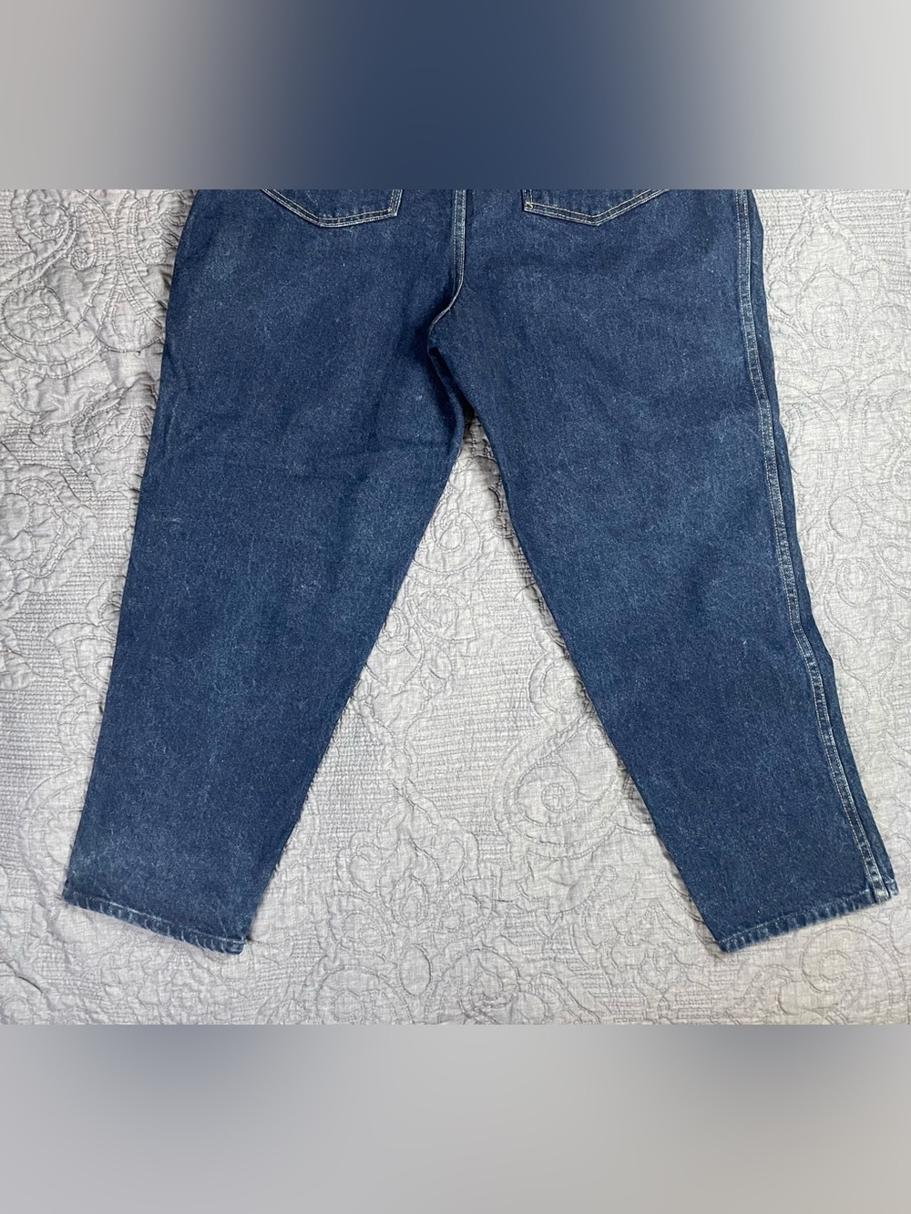 Vintage 80s Jeans Women Blue Dark Wash Fold Over High Waist Tapered Size: 16 - Picture 5 of 7
